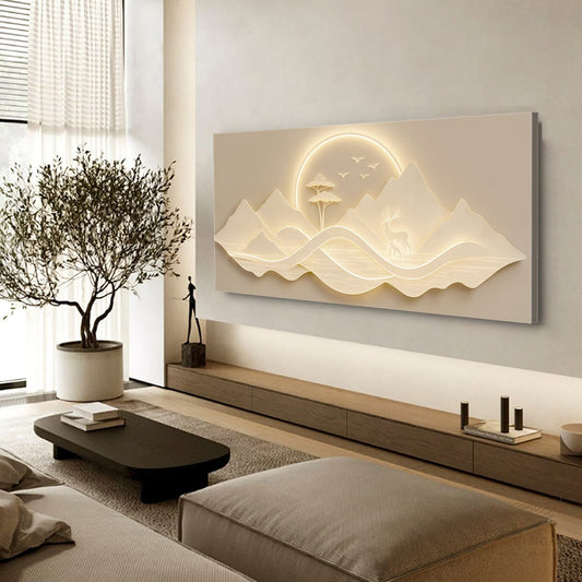 Golden Ridge Serenity – Modern Mountain Landscape Canvas Wall Art
