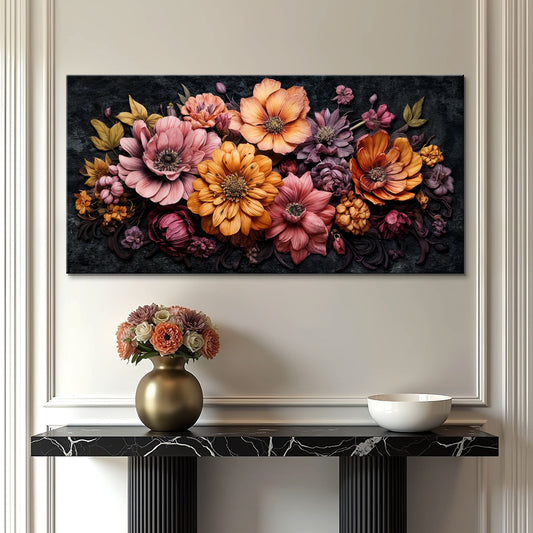 Autumn Blossom Arrangement, Floral Canvas Wall Art, Elegant Botanical Home Decor
