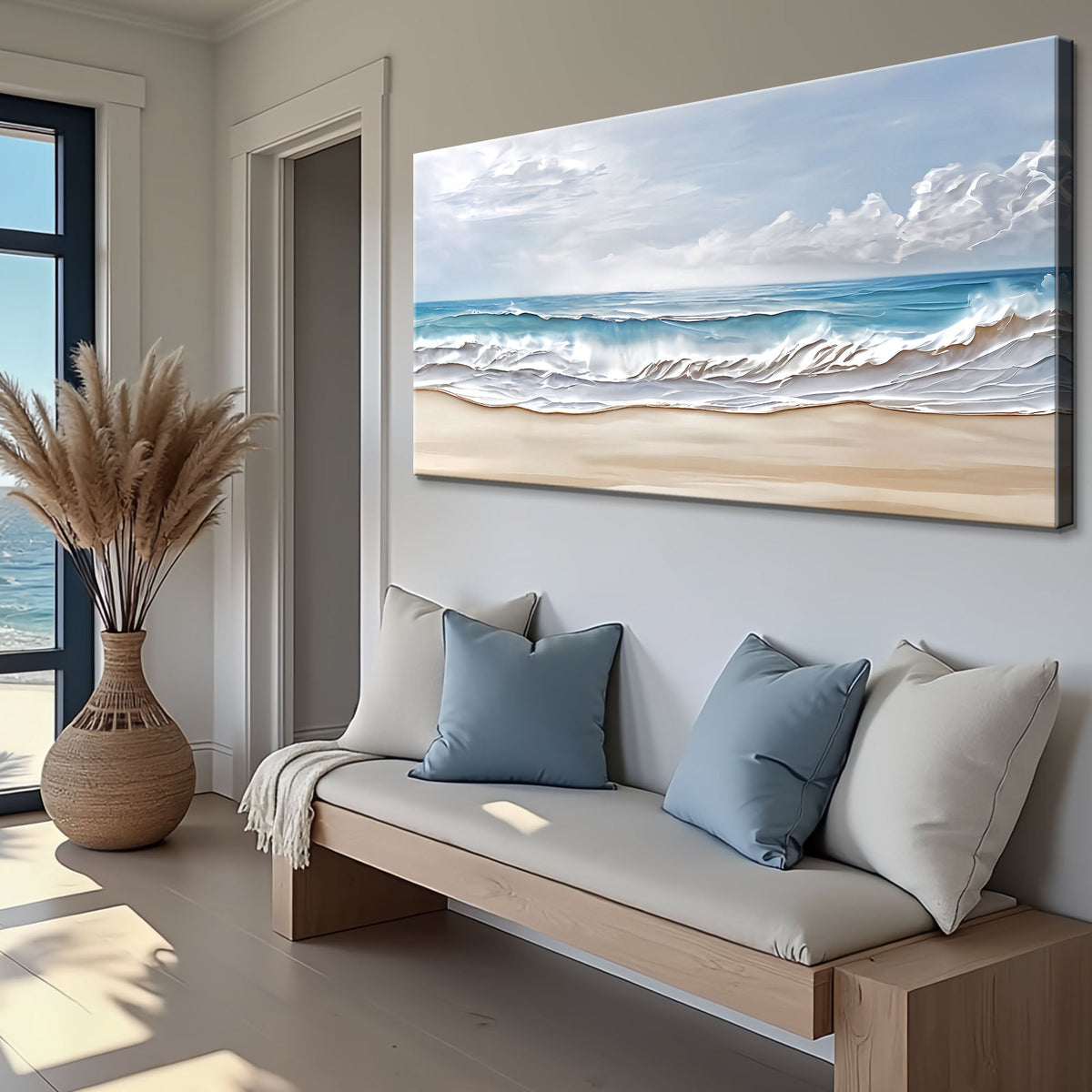 Shoreline Serenity, Ocean Canvas Wall Art, Coastal Beach House Decor