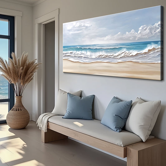 Shoreline Serenity, Ocean Canvas Wall Art, Coastal Beach House Decor