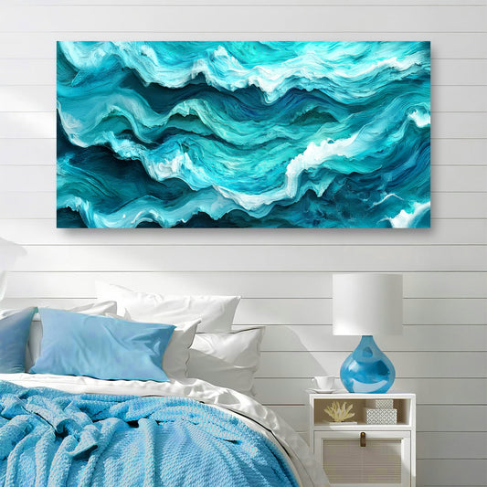 Blue Ocean Abstract Waves – Modern Coastal Wall Art