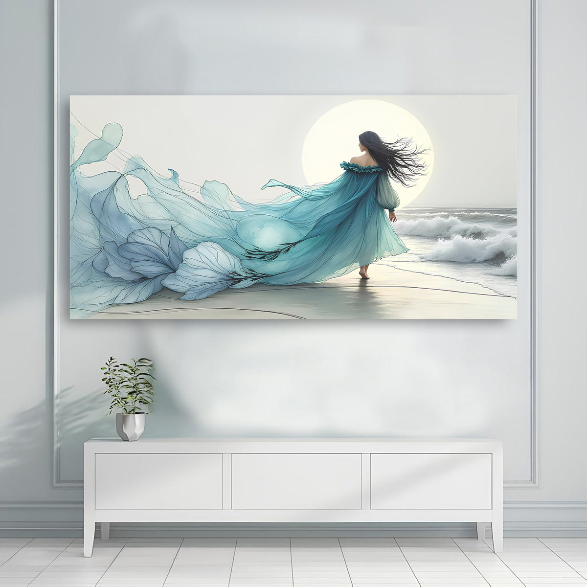 Ocean Breeze Reverie, Coastal Canvas Wall Art, Serene Beach Home Decor