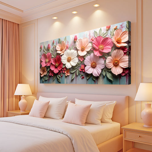 Colorful Floral Bouquet, Floral Canvas Wall Art, Cottagecore Botanical Decor