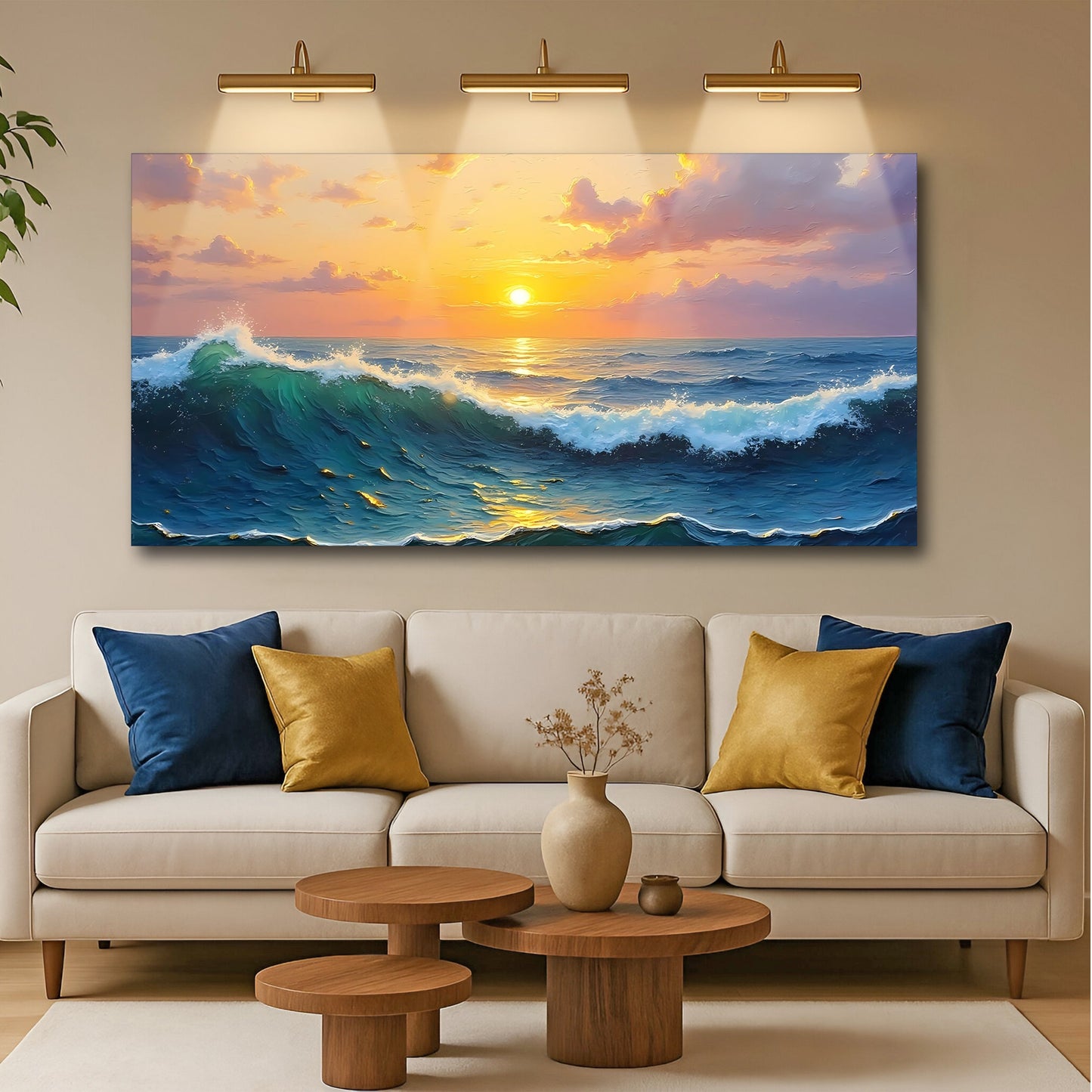 Waterscape Abstract XII – Sunset Wave Horizon Wall Art