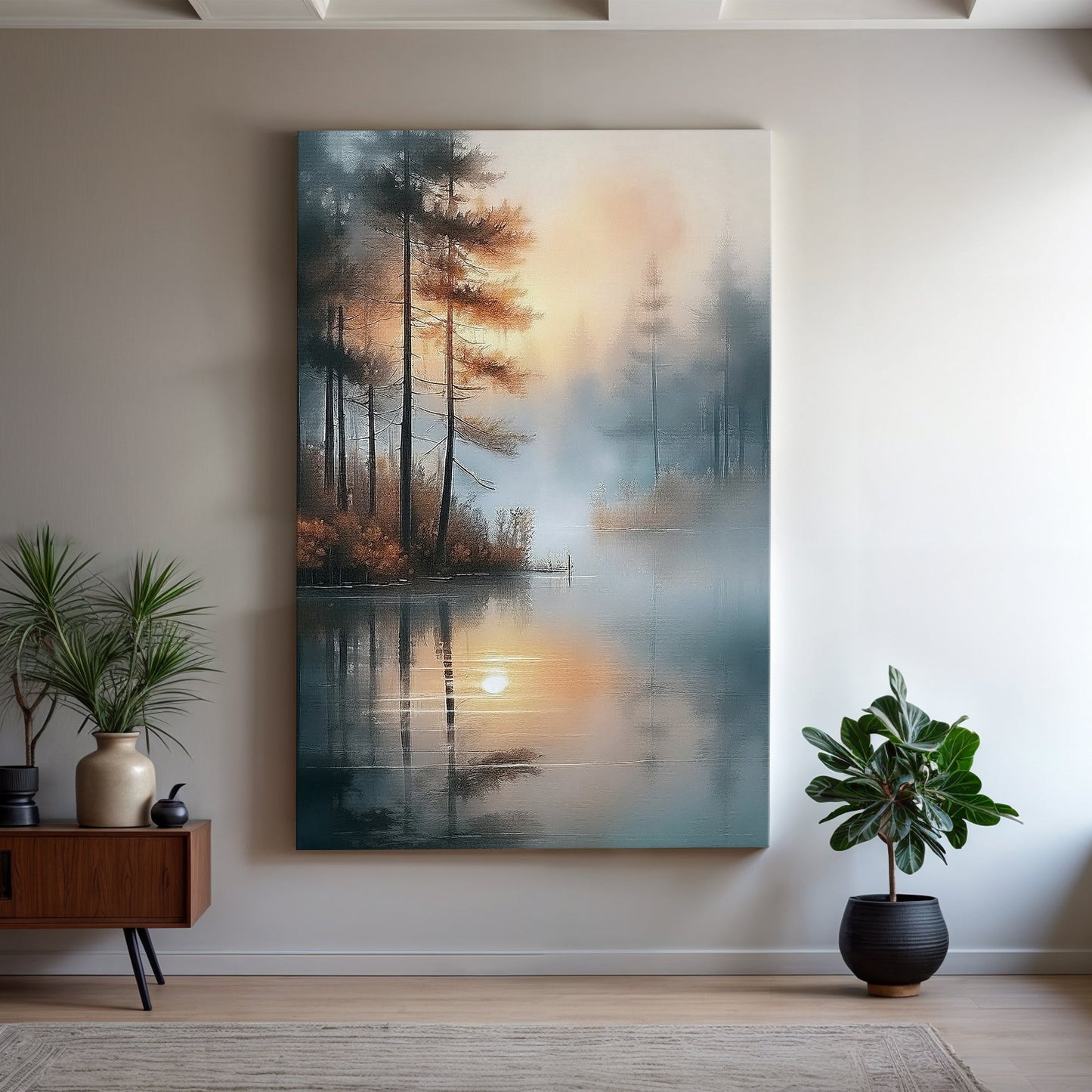 Misty Lake Dawn – Serene Landscape Wall Art