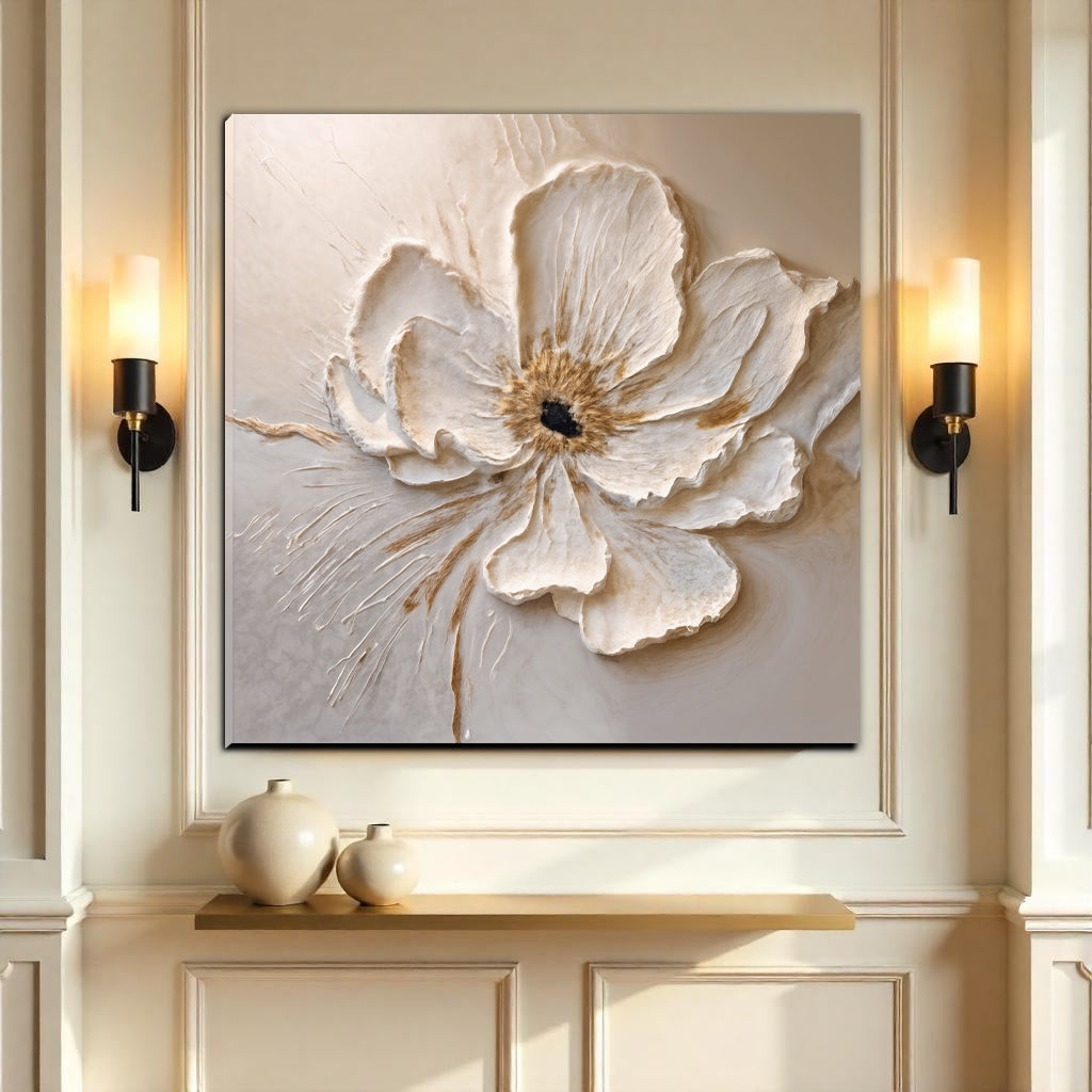 Floral Wall Art III — Textured Neutral Botanical Canvas Wall Art