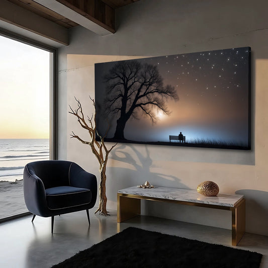 Beneath the Stars, Nature Canvas Wall Art, Peaceful Landscape Decor