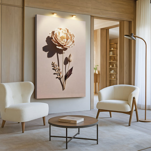 Shadowed Bloom – Minimalist Floral Wall Art