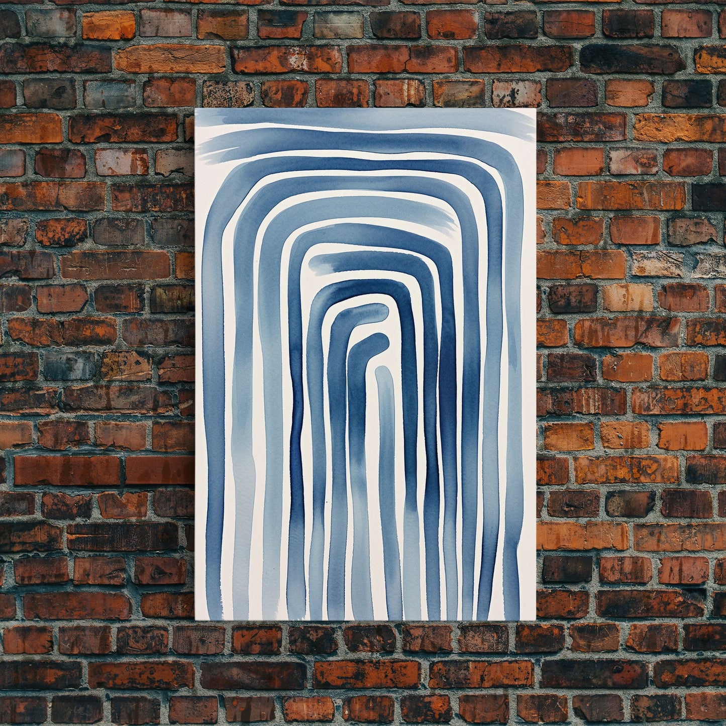 Blue Arc Flow – Japandi Minimal Abstract Wall Art