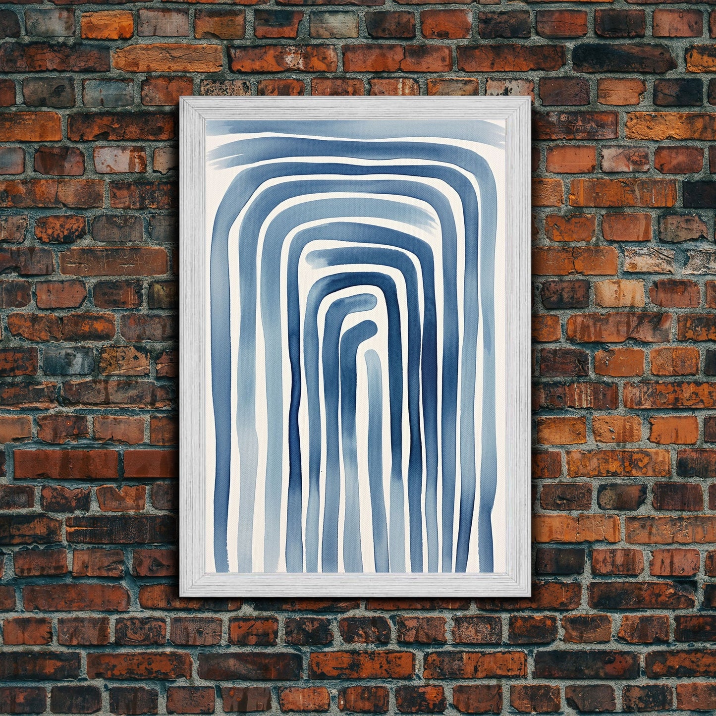 Blue Arc Flow – Japandi Minimal Abstract Wall Art