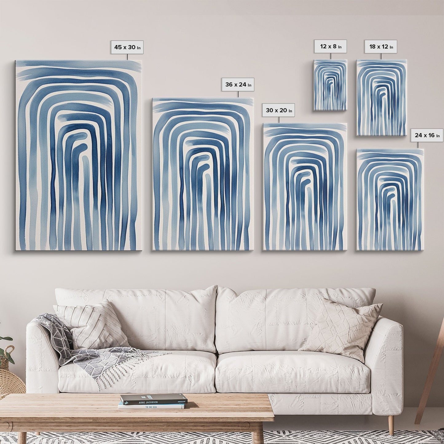 Blue Arc Flow – Japandi Minimal Abstract Wall Art