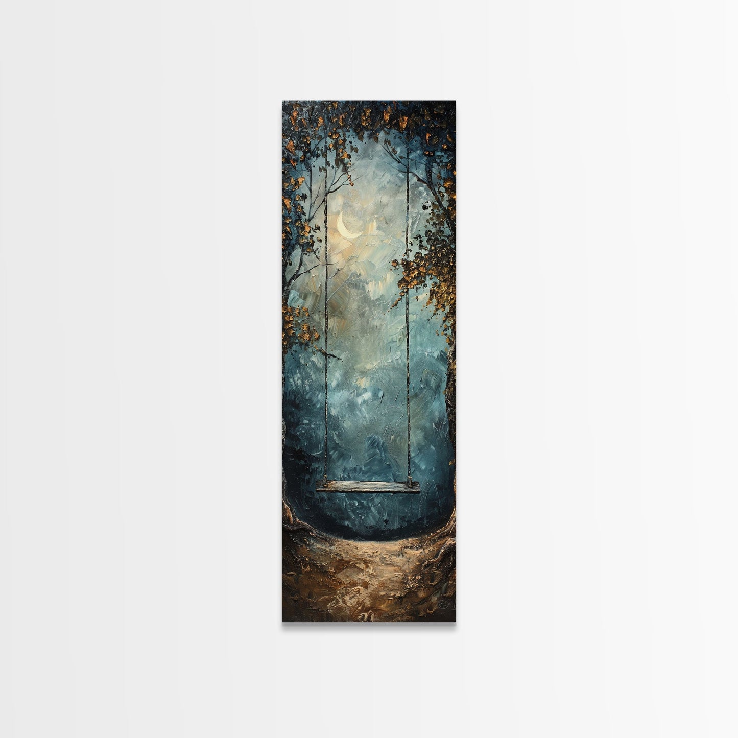 Tree Swing at Midnight – Framed Canvas Wall Art