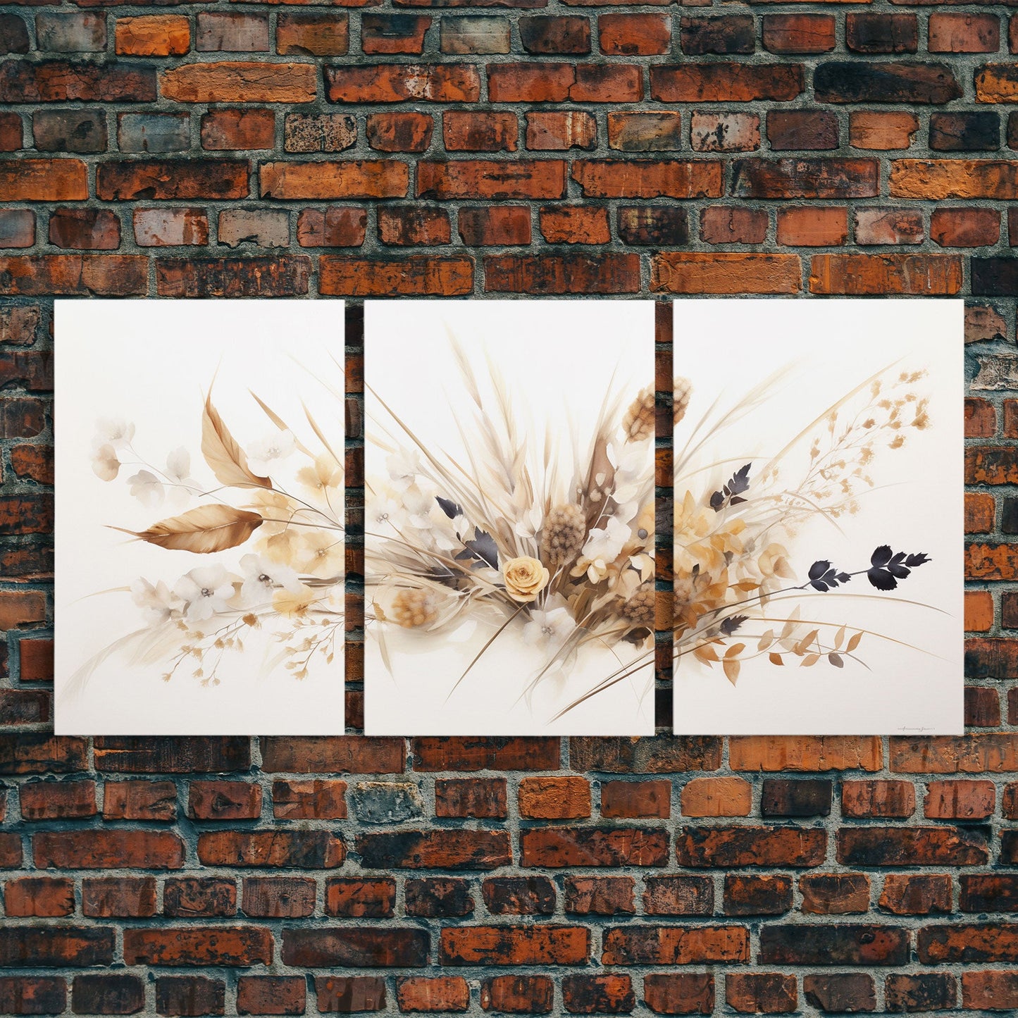 Minimalist Wildflower Trio – 3 Piece Framed Canvas Wall Art