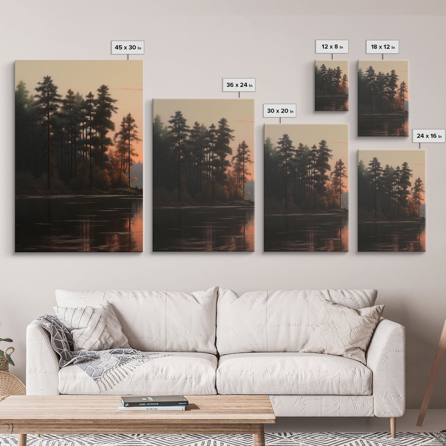 Sunset Lake Reflections – 3 Piece Framed Canvas Wall Art