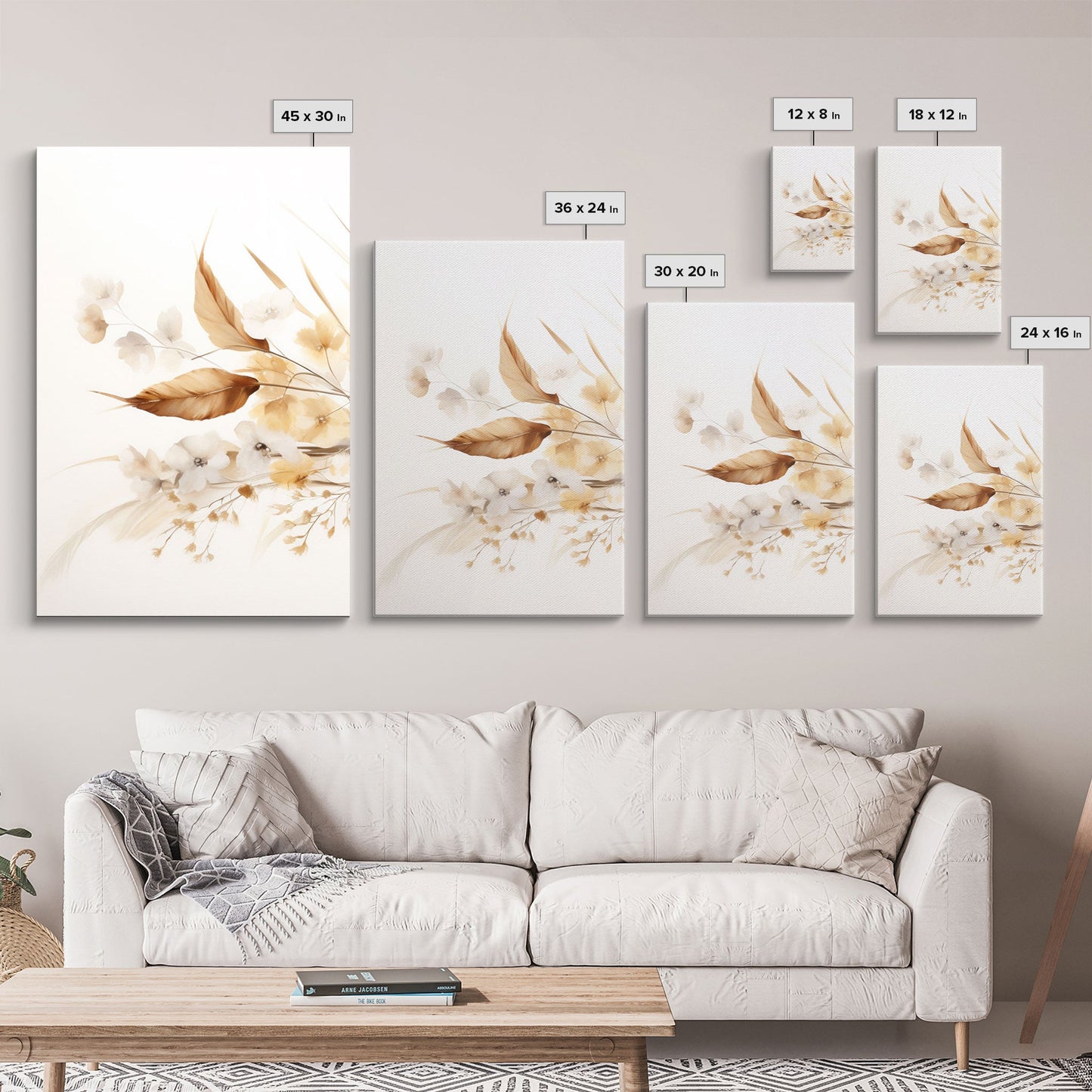 Minimalist Wildflower Trio – 3 Piece Framed Canvas Wall Art