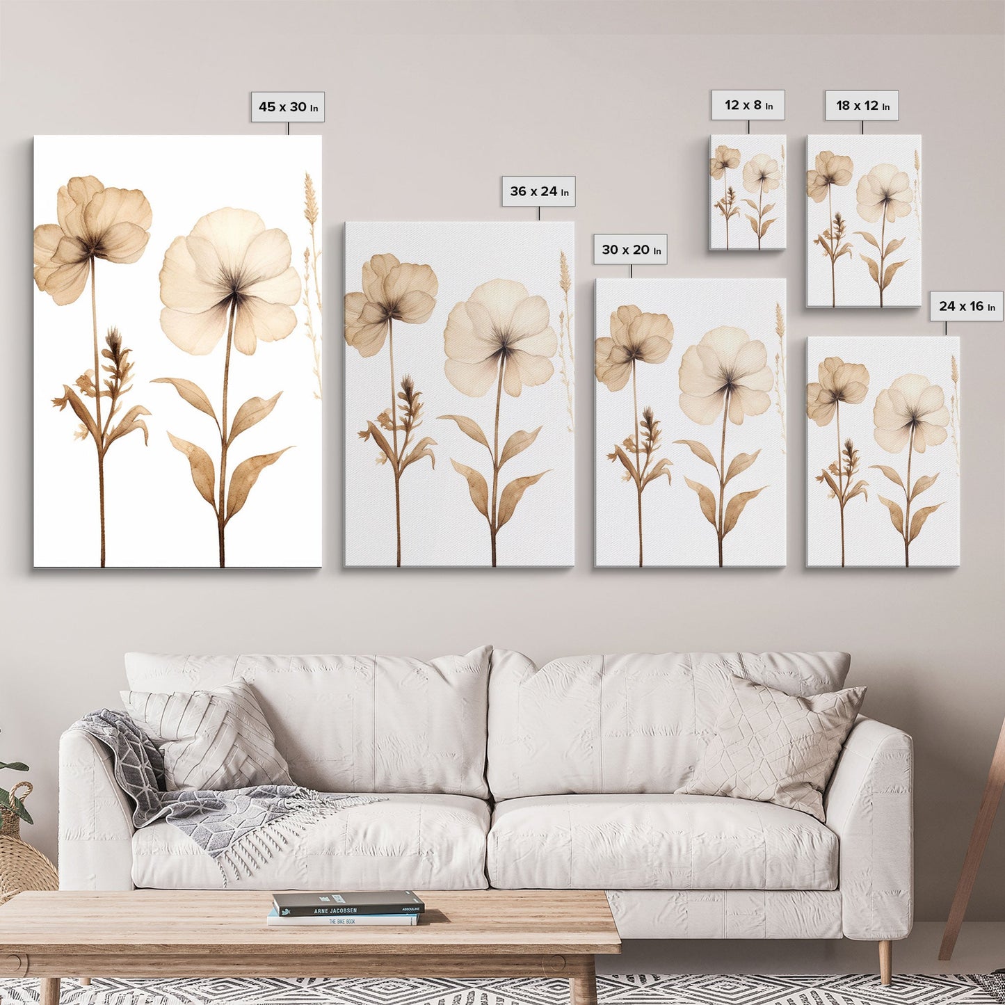 Minimalist Wildflower Botanical Wall Art Set – 3 Piece