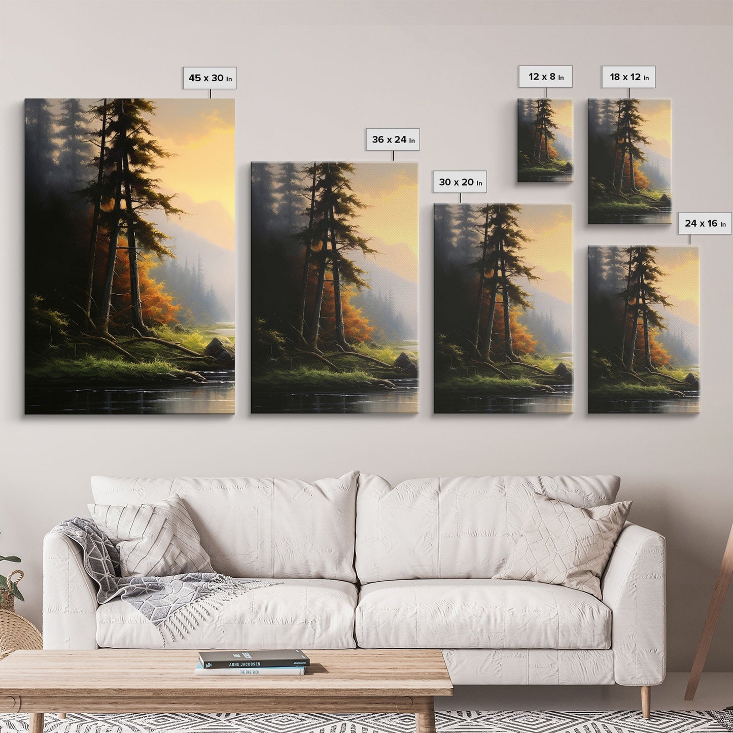 Stillness in the Pines – Sunset Forest Triptych