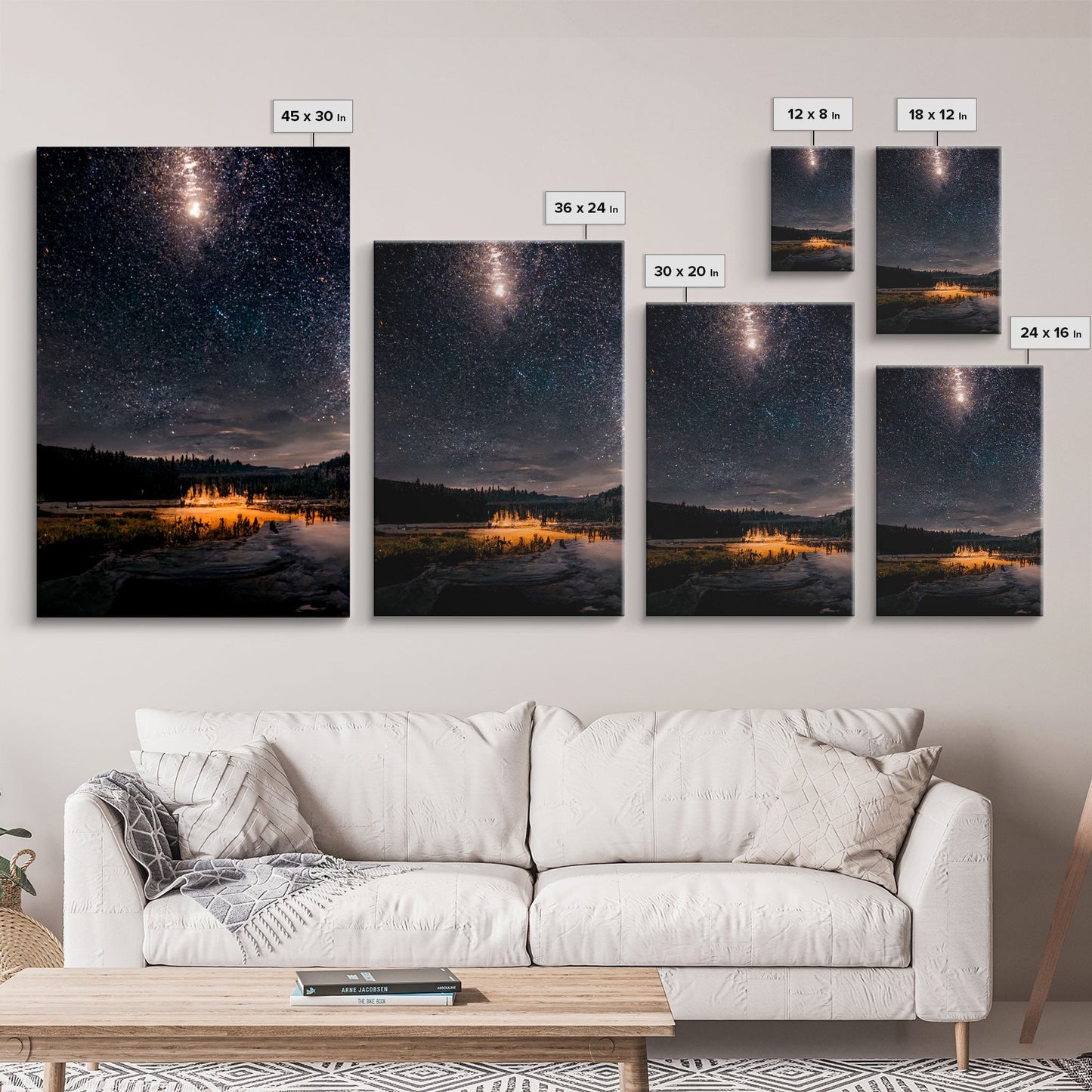 Starry Night Sky Over Montana – 3 Piece Wall Art Set, Travel Photography Canvas, Ready‑to‑Hang Triptych
