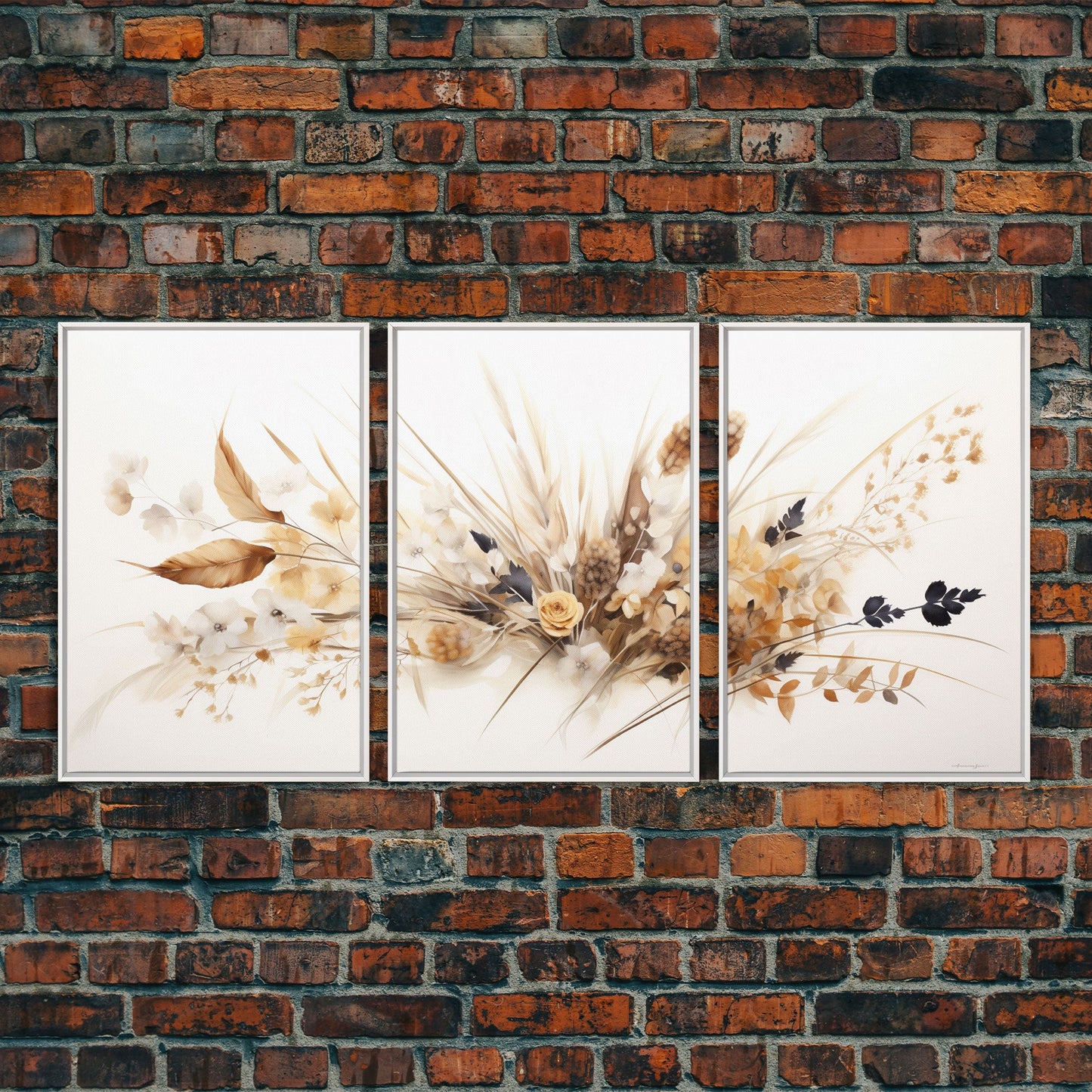 Minimalist Wildflower Trio – 3 Piece Framed Canvas Wall Art