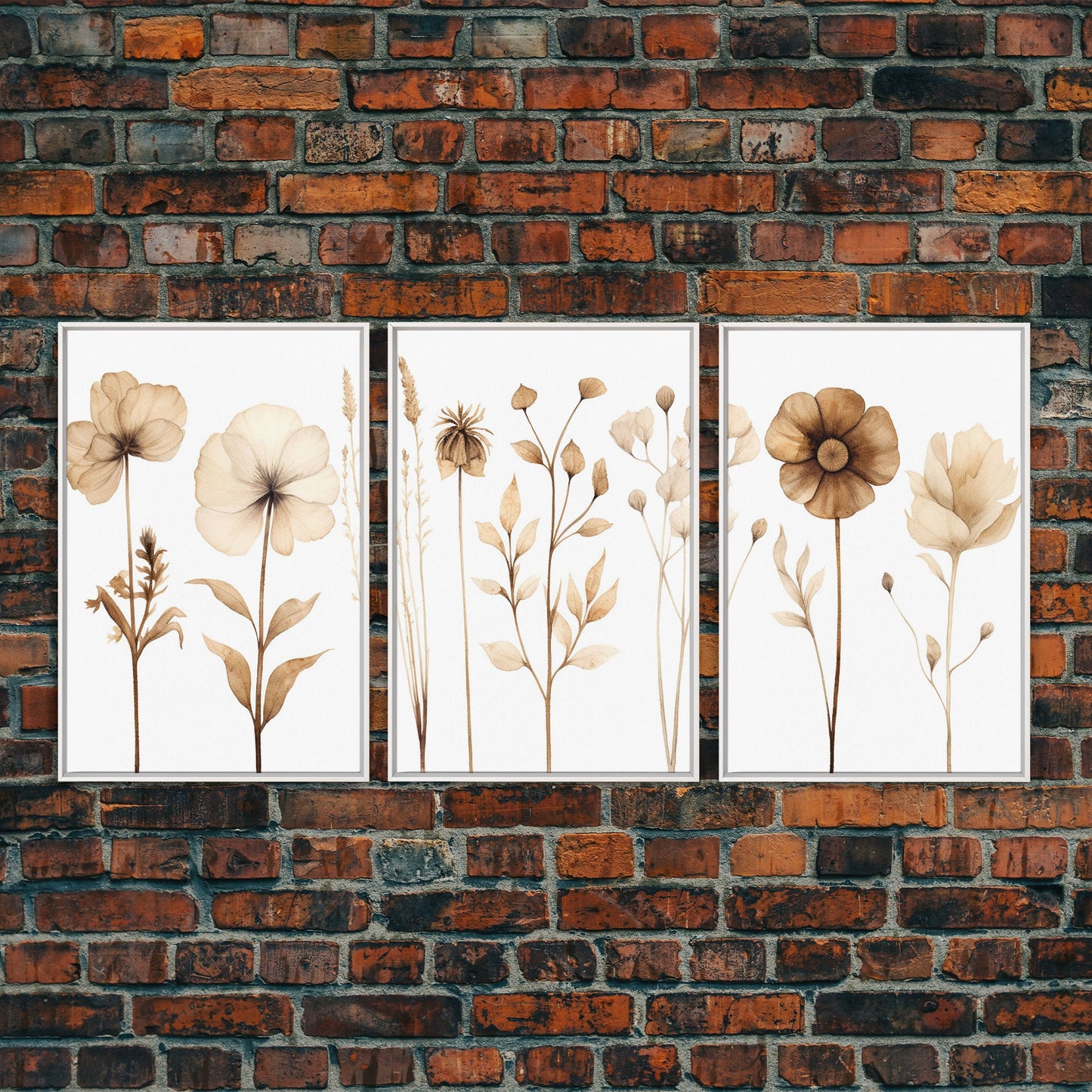 Minimalist Wildflower Botanical Wall Art Set – 3 Piece