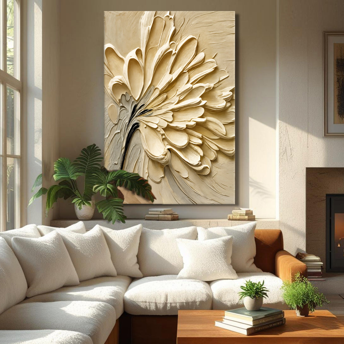 Sculpted Petals – Neutral Floral Canvas Art