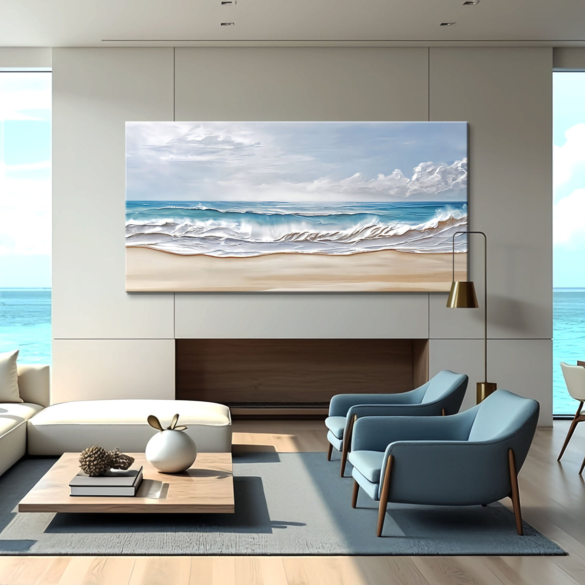 Shoreline Serenity, Ocean Canvas Wall Art, Coastal Beach House Decor