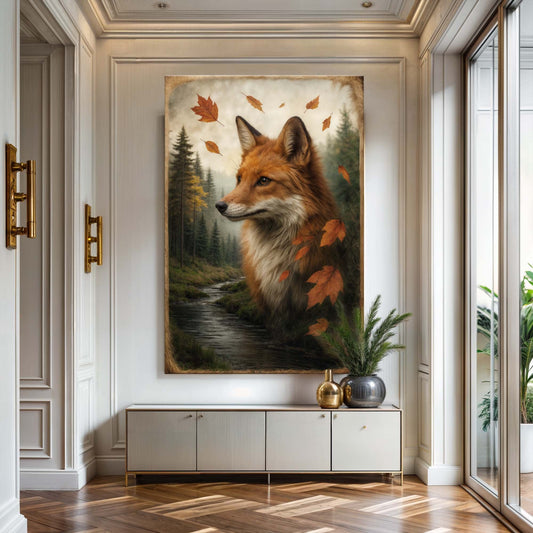 Autumn Sentinel – Woodland Fox Canvas Art