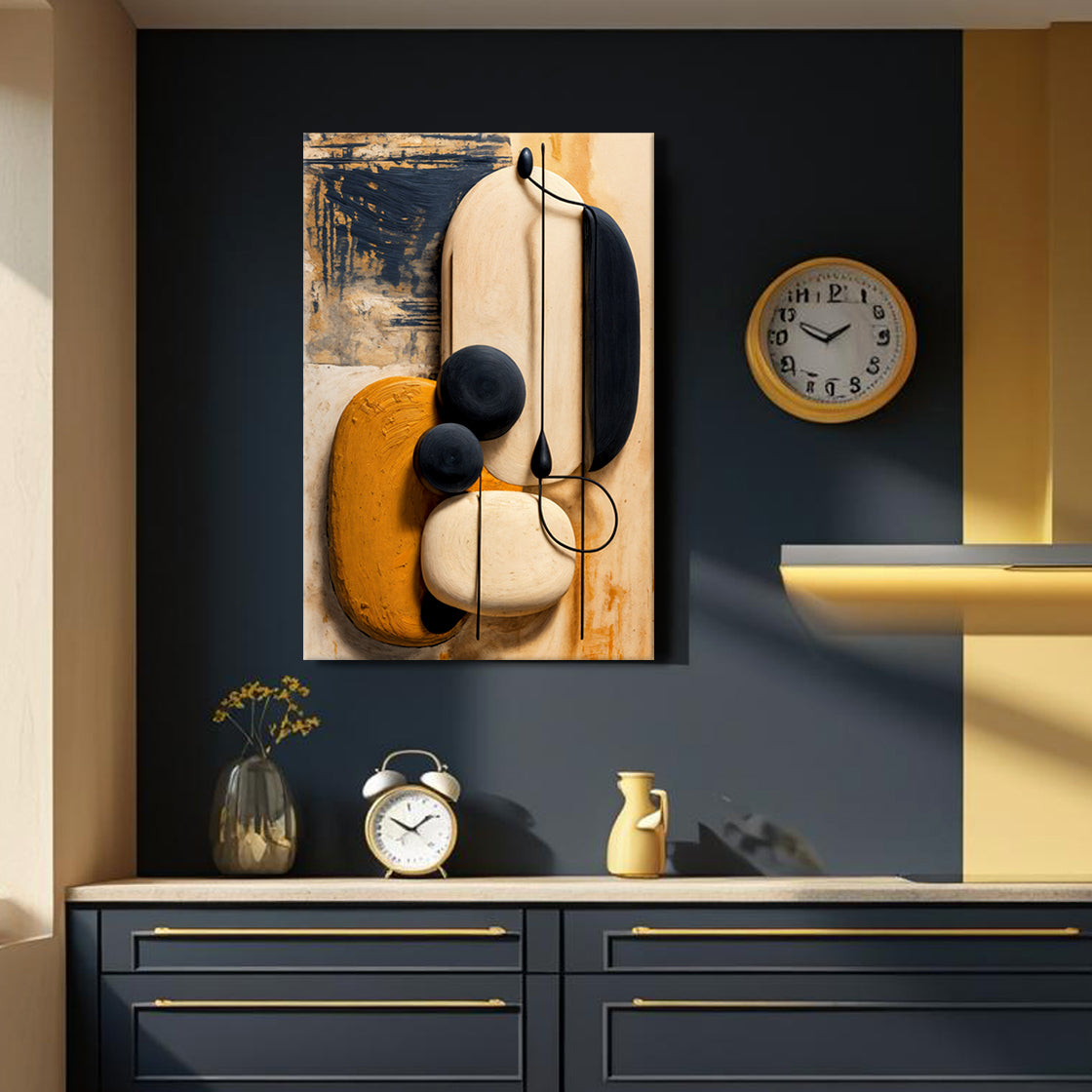 Orange Abstract Harmony, Abstract Canvas Wall Art, Modern Contemporary Home Decor