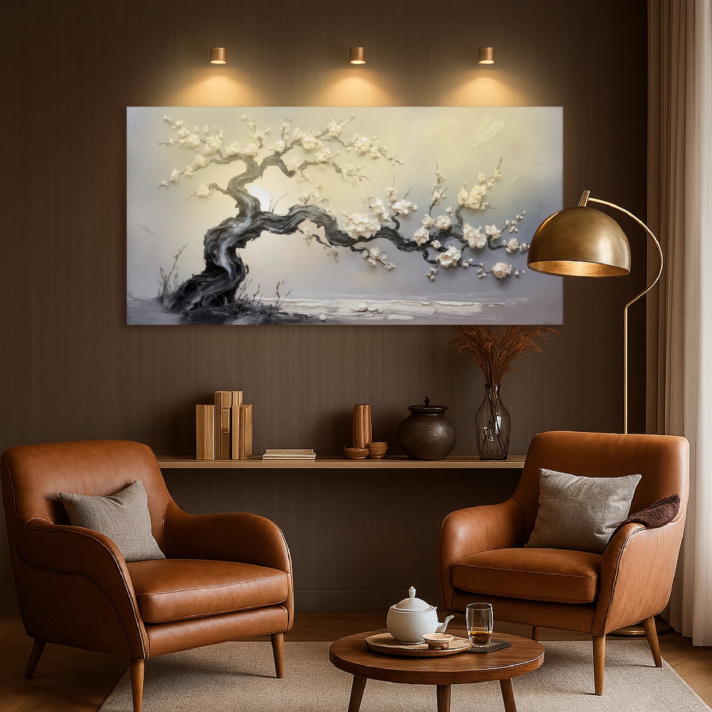 White Blossom Serenity – Textured Modern Tree Wall Art