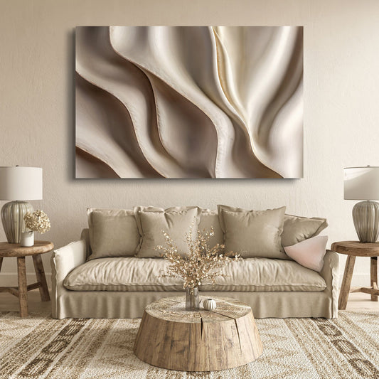 Beyond the Surface – Neutral 3D Abstract Waves Canvas Wall Art