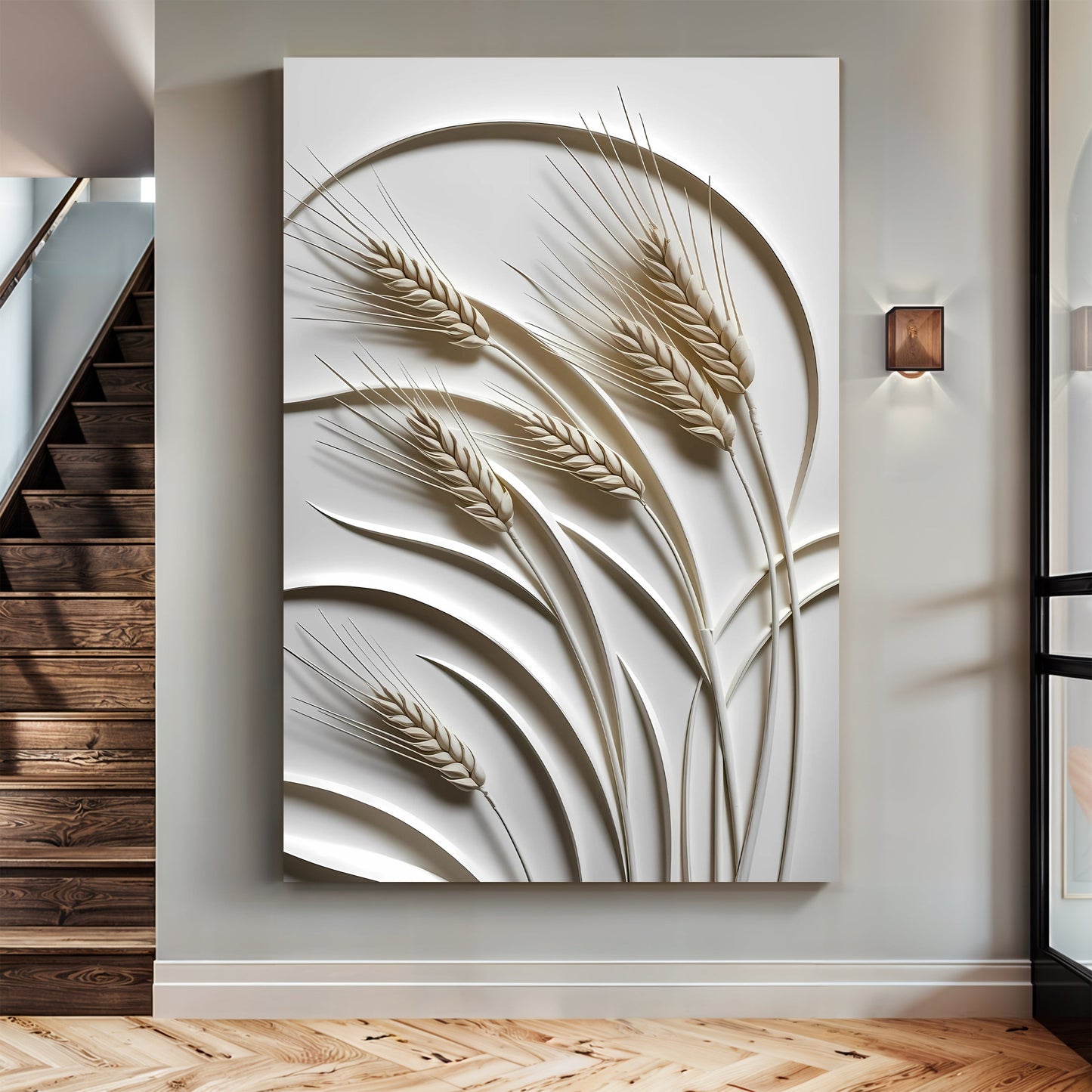 Golden Wheat Relief – 3D Minimalist Wall Art