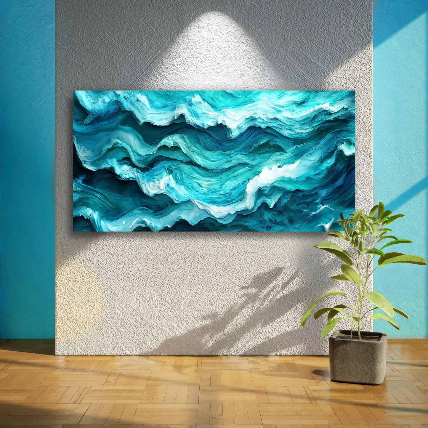 Blue Ocean Abstract Waves – Modern Coastal Wall Art
