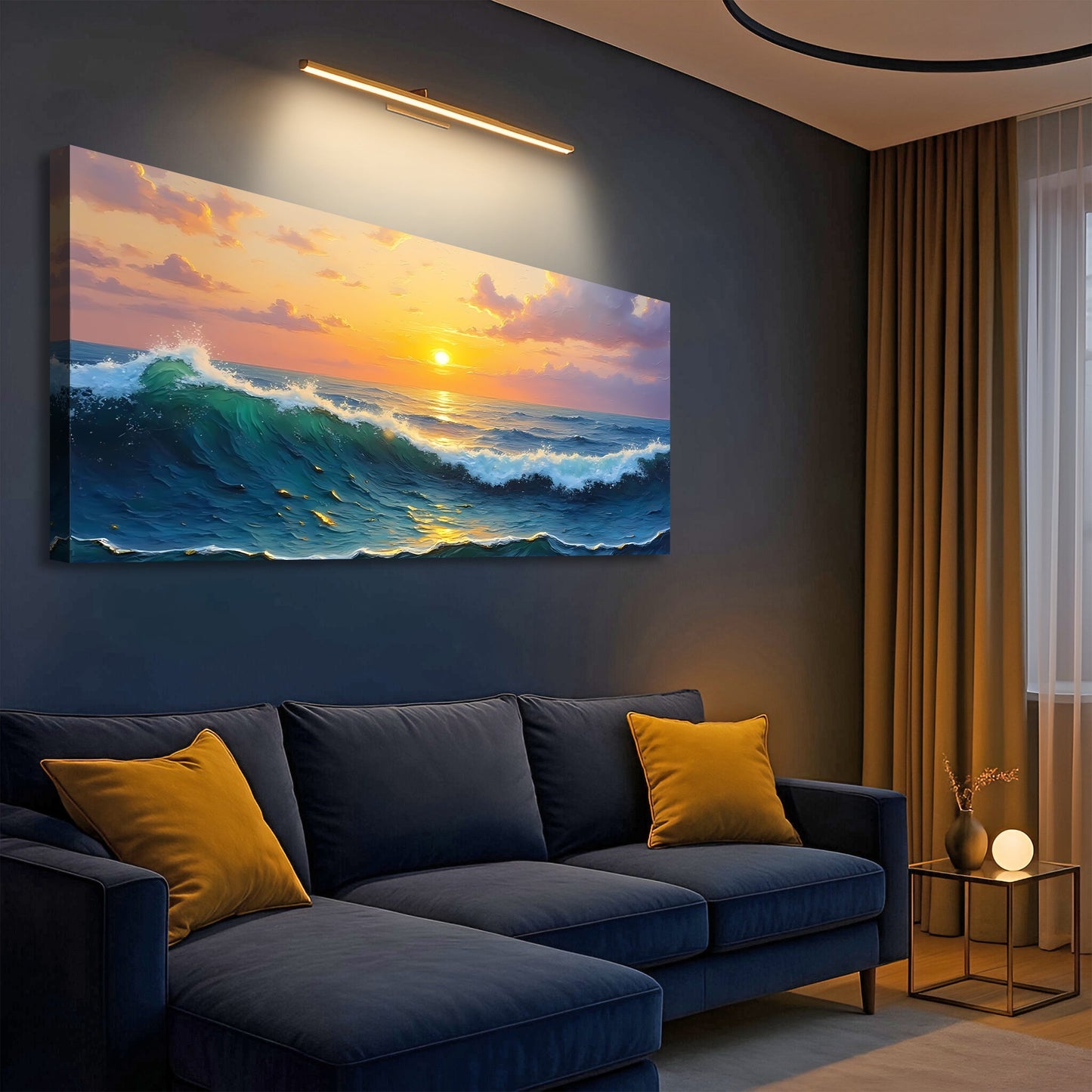 Waterscape Abstract XII – Sunset Wave Horizon Wall Art
