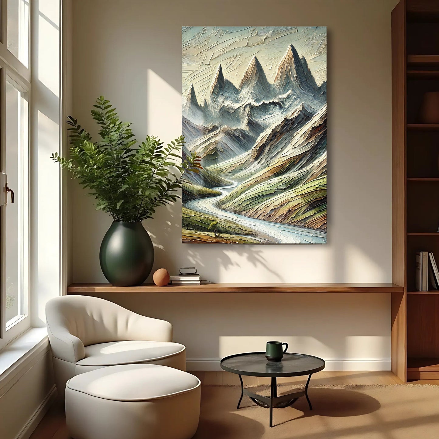 Highland River Path – Abstract Mountain Landscape Wall Art II