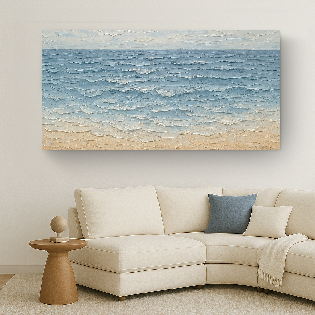 Coastal Whisper, Ocean Canvas Wall Art, Serene Beach House Decor