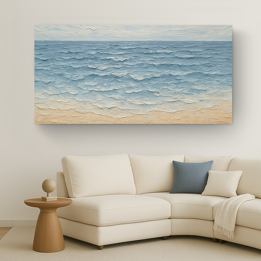 Coastal Whisper, Ocean Canvas Wall Art, Serene Beach House Decor