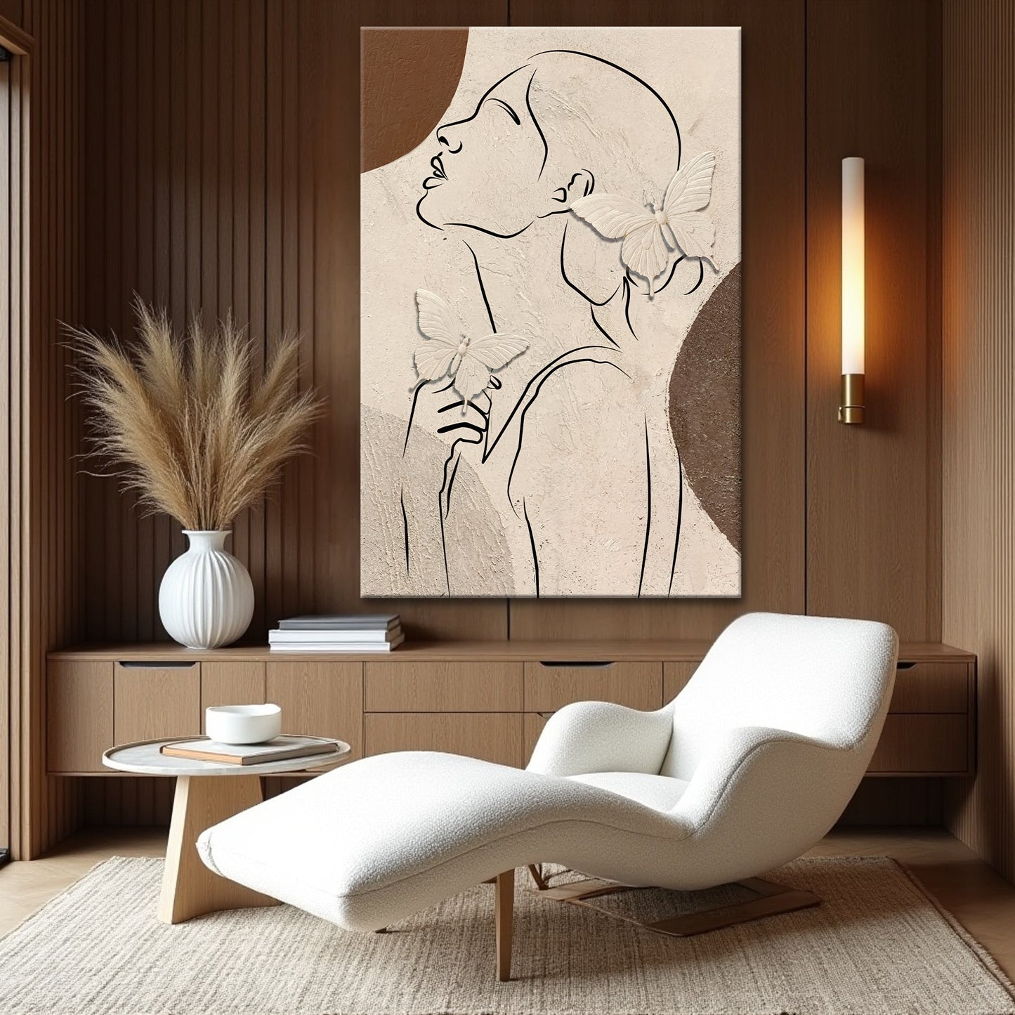 Butterfly Reverie – Textured Line Art Canvas