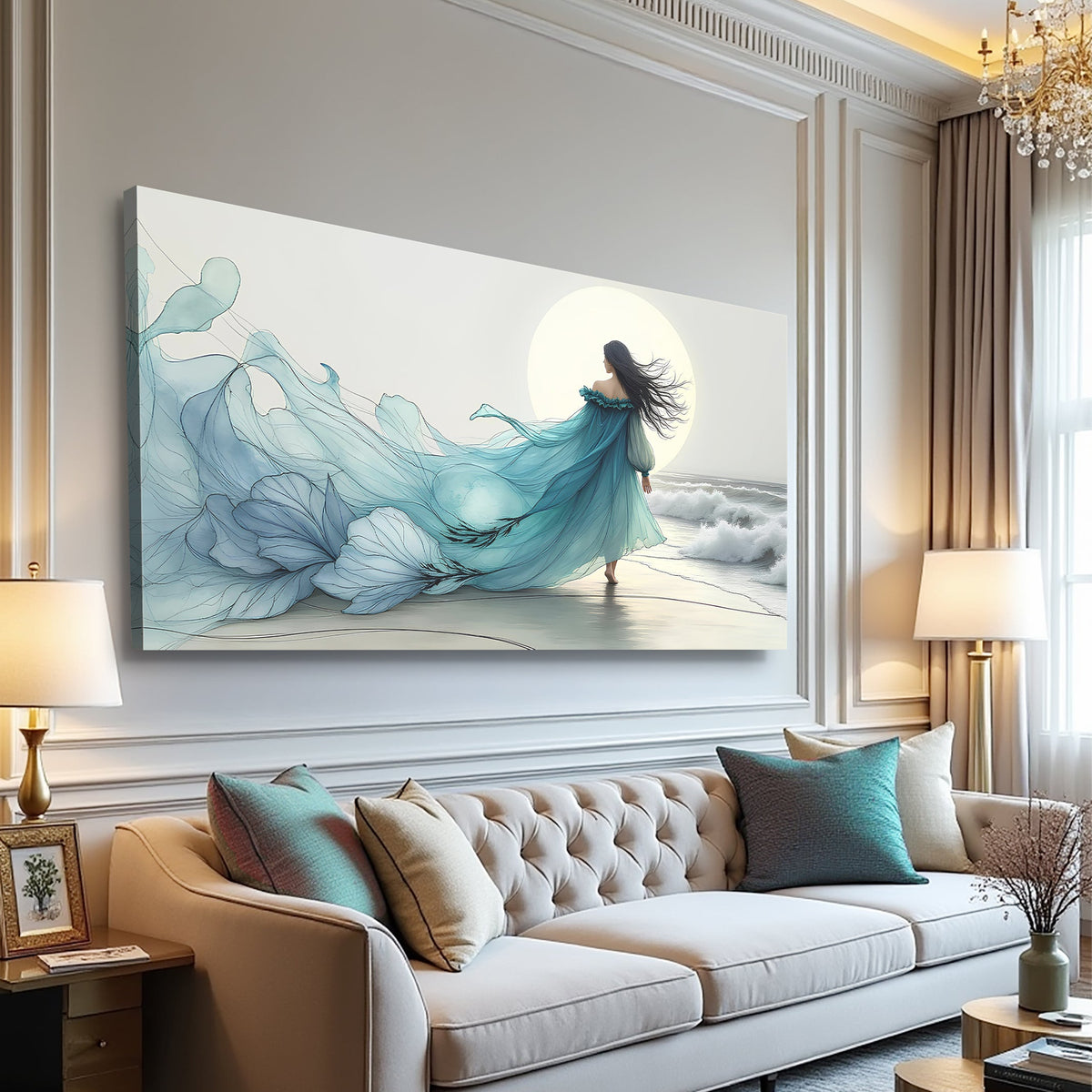 Ocean Breeze Reverie, Coastal Canvas Wall Art, Serene Beach Home Decor