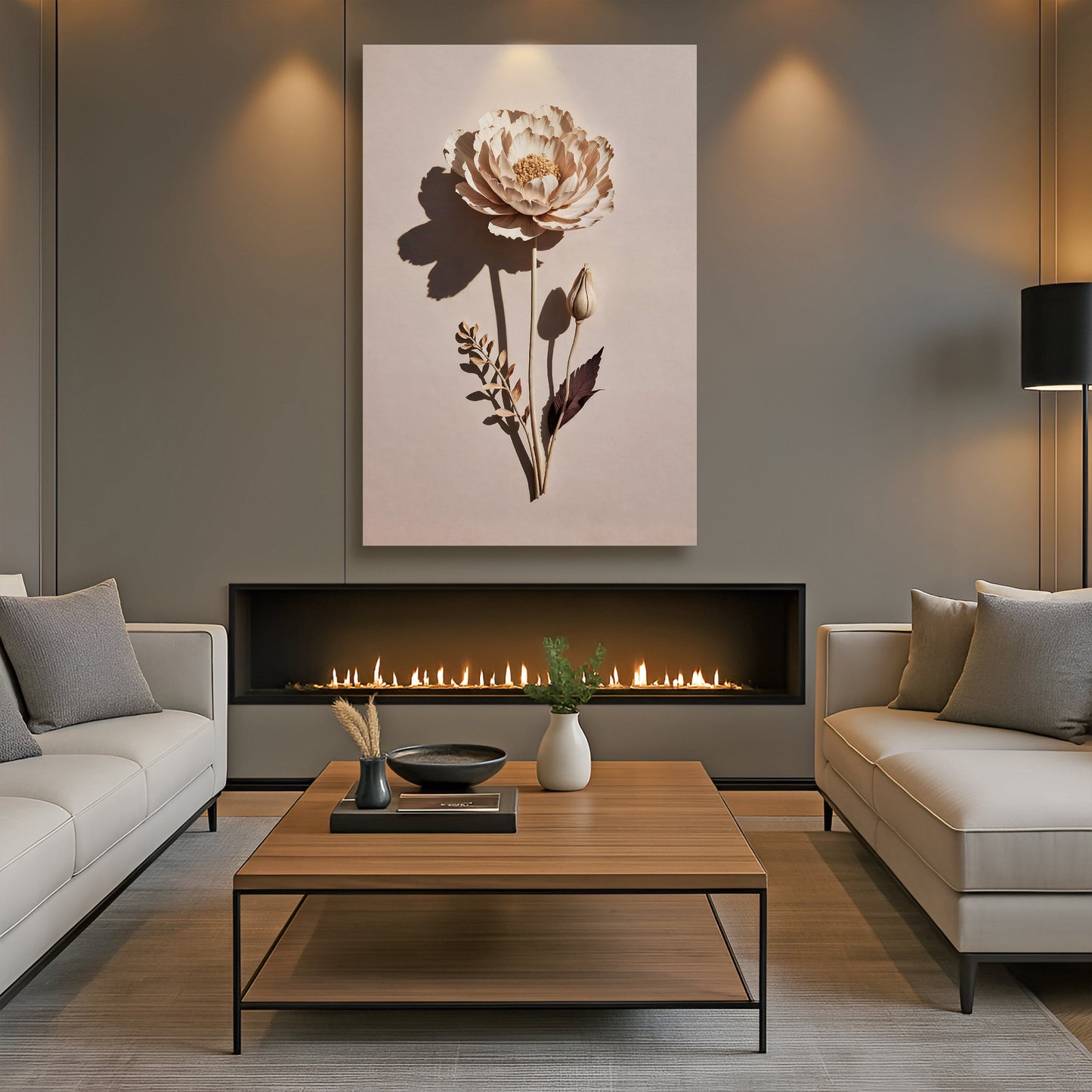 Shadowed Bloom – Minimalist Floral Wall Art
