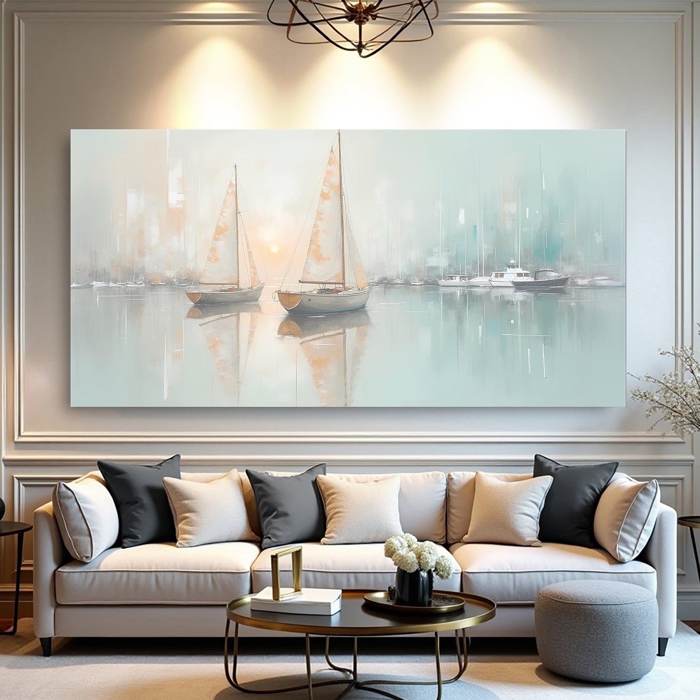 Soft Sailboats at Dawn – Canvas Wall Art