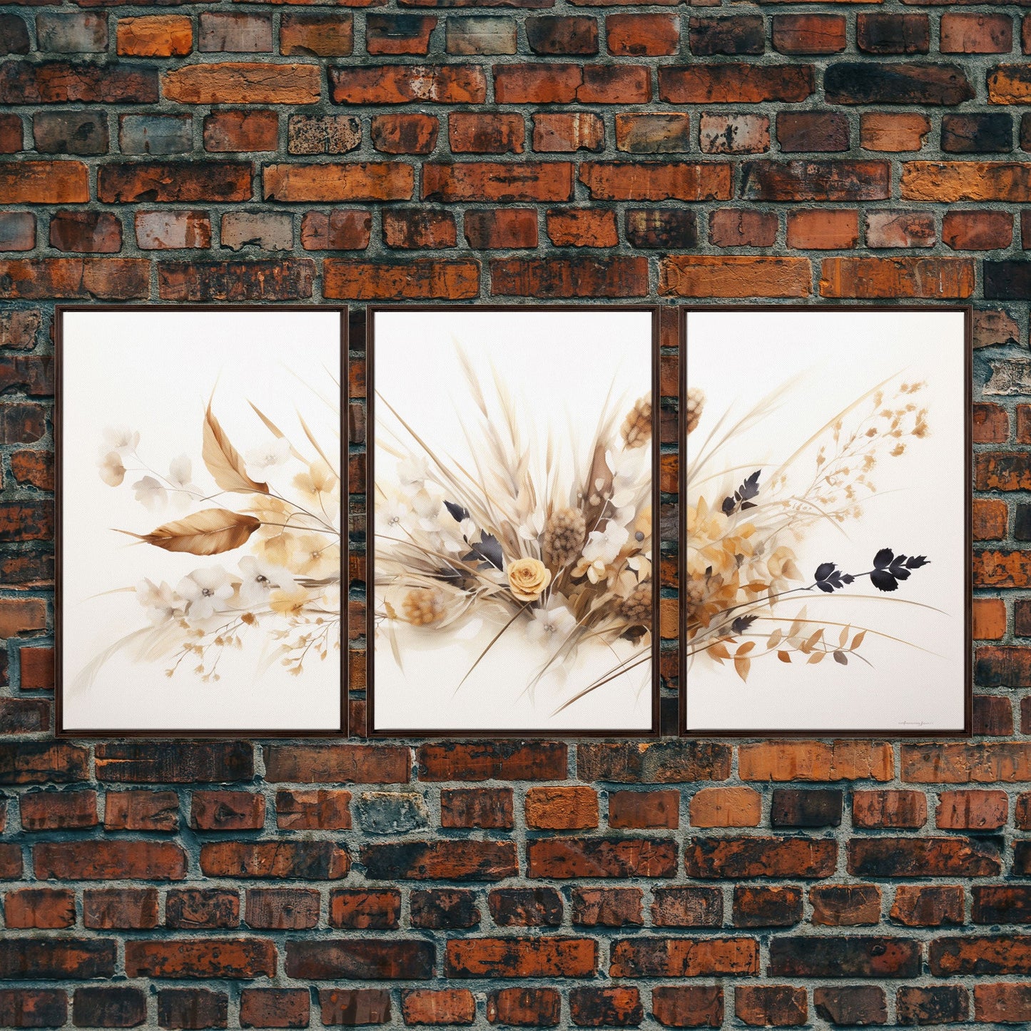 Minimalist Wildflower Trio – 3 Piece Framed Canvas Wall Art