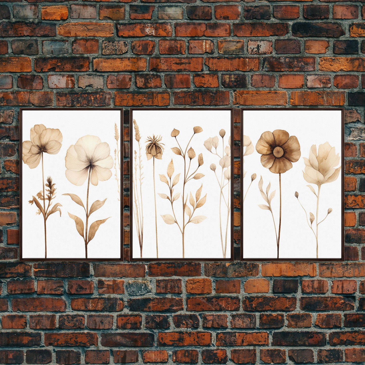 Minimalist Wildflower Botanical Wall Art Set – 3 Piece