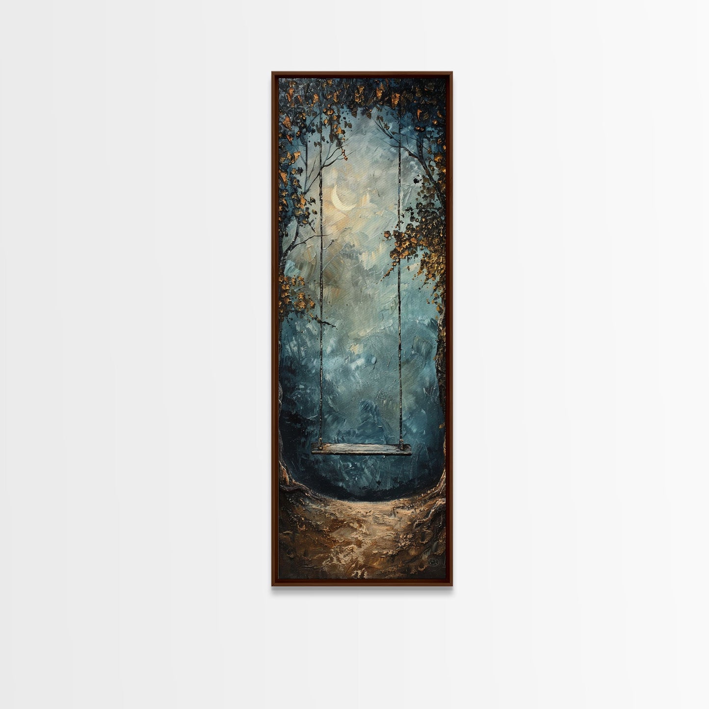 Tree Swing at Midnight – Framed Canvas Wall Art