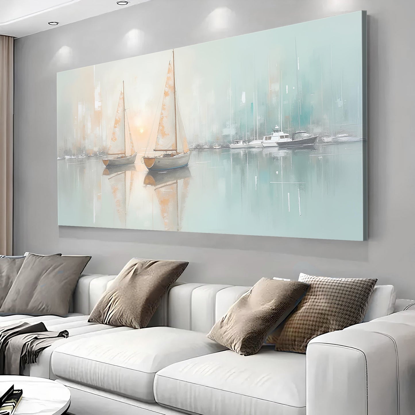 Soft Sailboats at Dawn – Canvas Wall Art