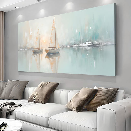 Soft Sailboats at Dawn – Canvas Wall Art