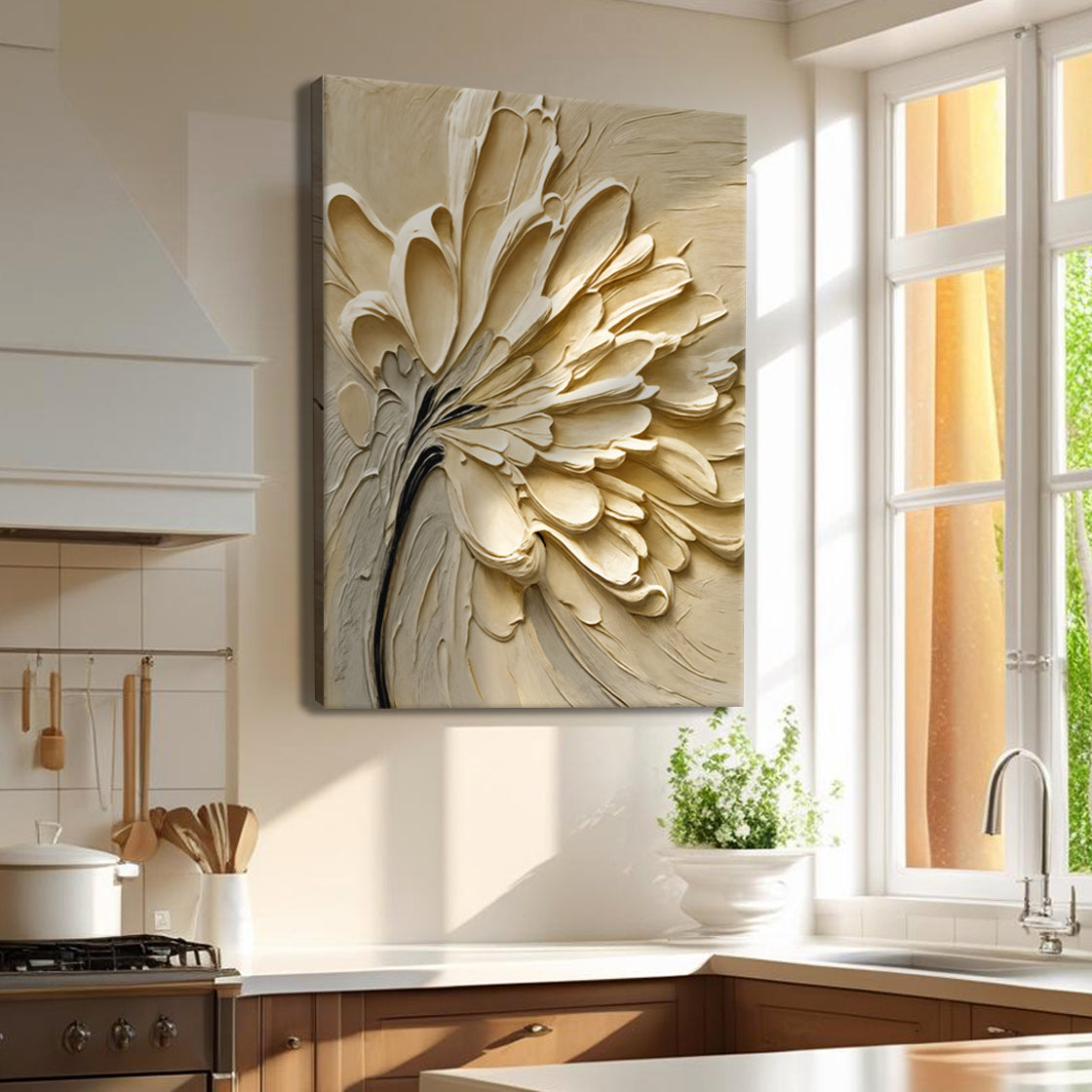 Sculpted Petals – Neutral Floral Canvas Art