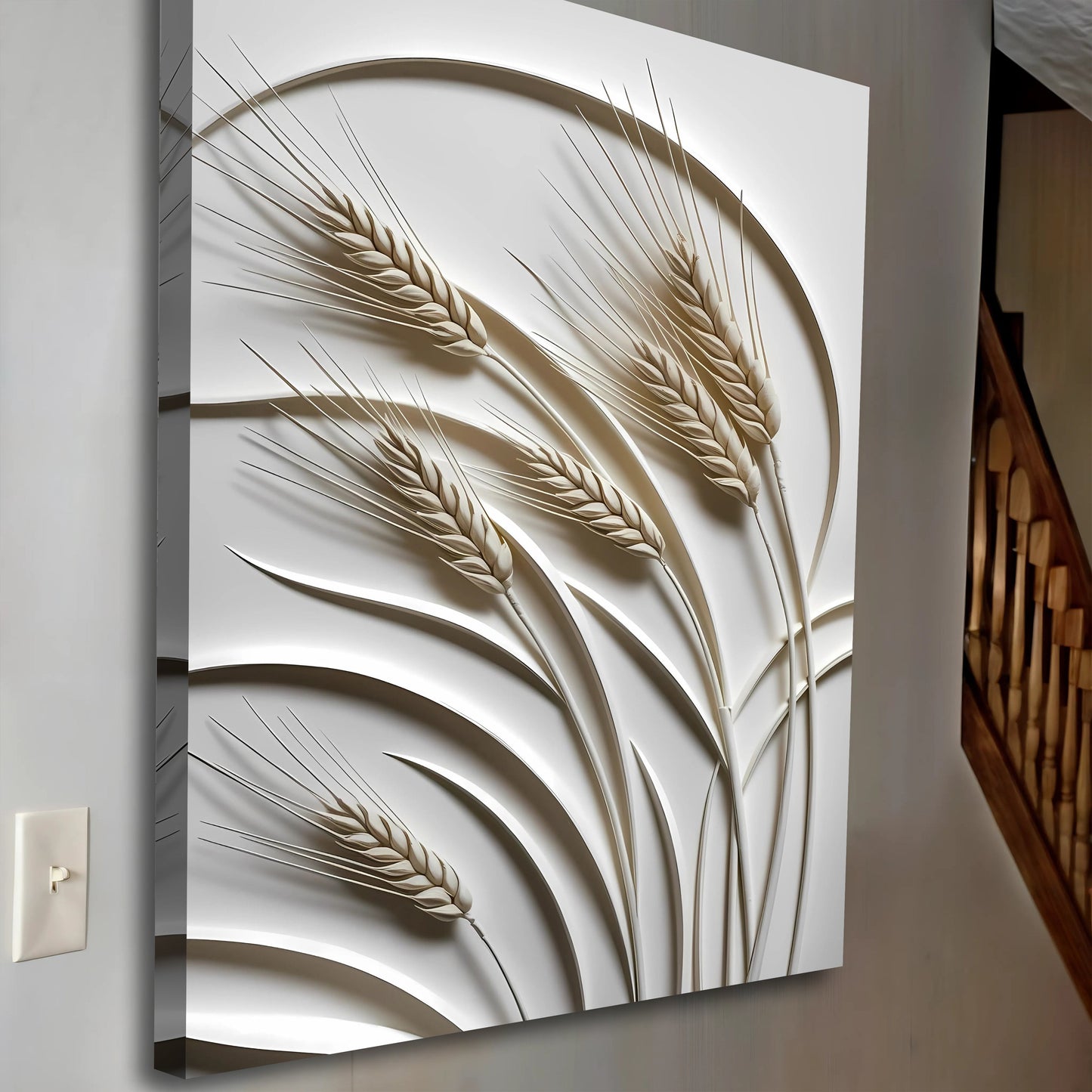 Golden Wheat Relief – 3D Minimalist Wall Art