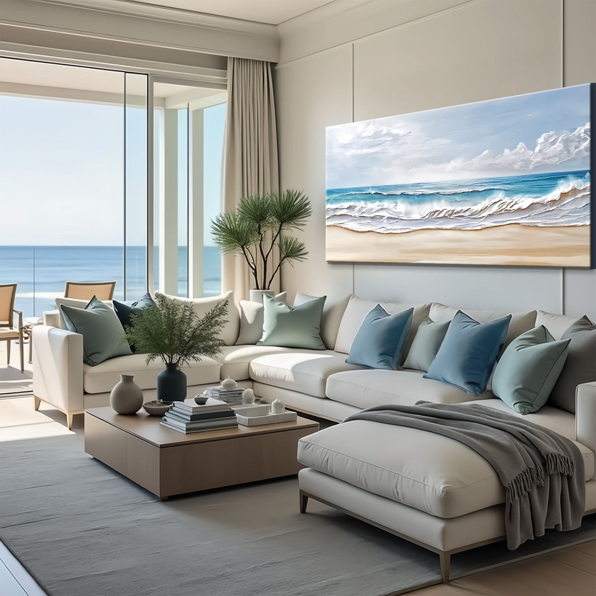Shoreline Serenity, Ocean Canvas Wall Art, Coastal Beach House Decor