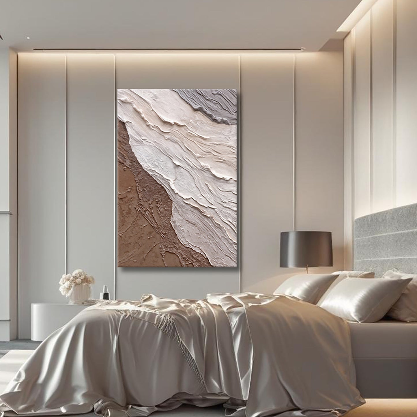 Earthen Drift – Abstract Neutral Waves Canvas Art