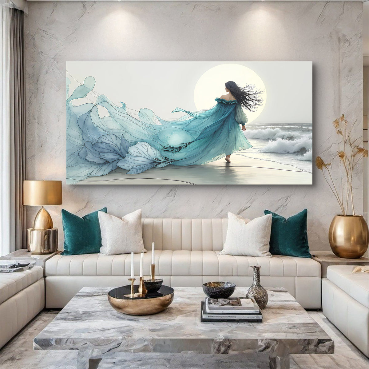 Ocean Breeze Reverie, Coastal Canvas Wall Art, Serene Beach Home Decor